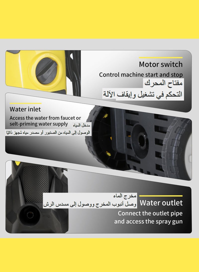 WEMART Electric Pressure Washer, 1800W 150Bar Power Washer with Quick Connect Nozzle, High Pressure Washer with Foam Gun for Car/Fence/Driveway/Patio/Home Cleaning - Image 4